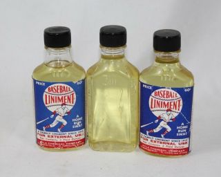 Vintage Rare 3 Nos Duraglas Bottles Baseball Liniment Apothecary Usa W/ Labels