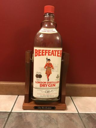 Vintage Beefeater Gin Gallon Bottle With Tilting Pouring Cradle And Box Rare