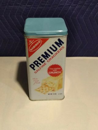 Vintage Nabisco Premium Saltine Crackers Tin 14oz 1969 Usa