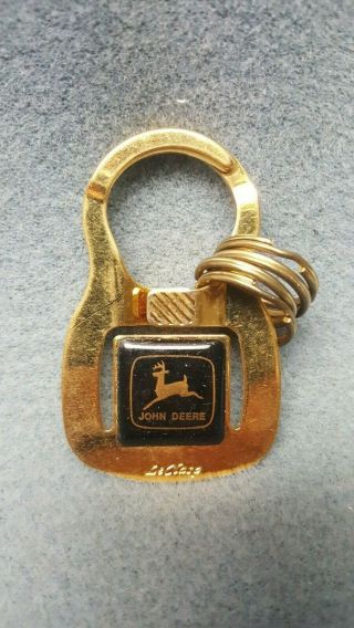 Vintage John Deere Brass Keychain Made In U.  S.  A.