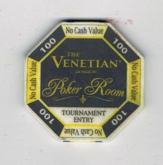 Venetian Poker Room Las Vegas $100 Octagon Casino Chip - Awesome Chip