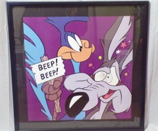 Looney Tunes Beep Beep Wile E Coyote Road Runner 1997 Art Print Framed 117 Rare