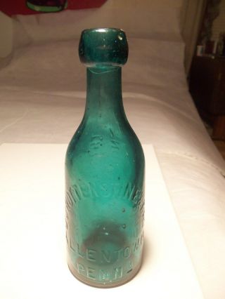 Antique 1860s - 70s Teal Blob Top Soda Bottle J.  J.  Hottenstine & Bro Allentown,  Pa