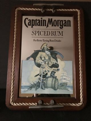 Captian Morgans Spiced Rum Mirror Serving Tray Rope & Tie Cleats