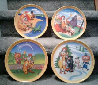 Set Of 4 Ronald Mcdonalds 1977 Lexington Seasons Vintage Plates 10 "