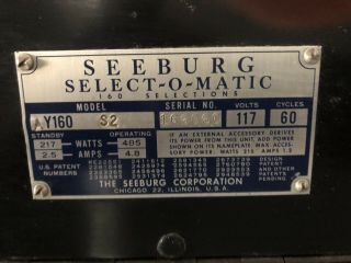 SEEBURG Y160 SELECT - O - MATIC JUKE BOX FULLY OPERABLE with 45s cond 3