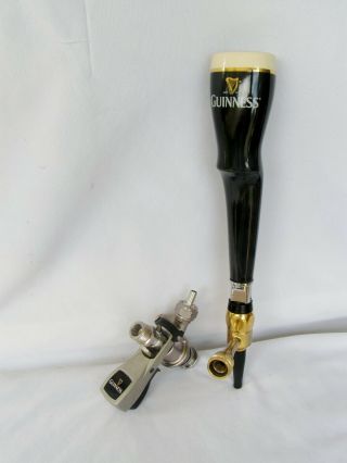 Large Guinness Ceramic Draught Beer Tap Handle W/ Nitro Faucet And " U " Coupler