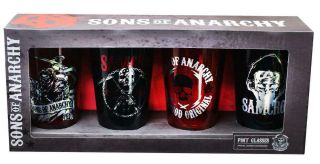 Sons Of Anarchy Foil Print Pint Glasses,  Set Of 4