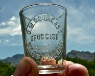 Ca 1900 West Union Iowa Ia (fayette Co) " Gw Douglass Druggist " Drug Dose Glass