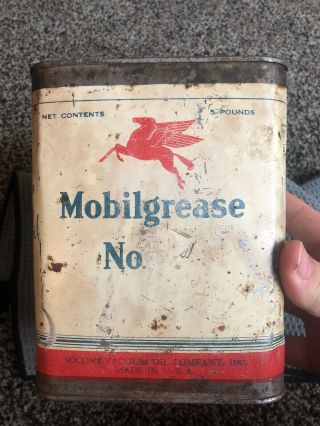 Vintage Mobilgrease Pegasus Socony Vacuum Oil Company Not Oil 5 Pound Square Can
