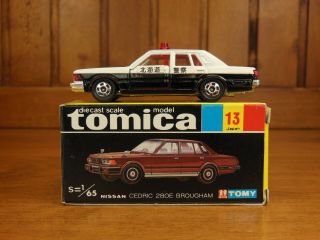 TOMY Tomica 13 NISSAN CEDRIC Patrol car,  Made in Japan vintage pocket car Rare 2