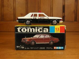 TOMY Tomica 13 NISSAN CEDRIC Patrol car,  Made in Japan vintage pocket car Rare 3