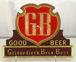 Griesedieck Bros Gb " Good Beer " Composite Beer Sign St.  Louis Missouri Mo 1940 