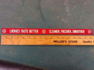 Vintage Lucky Strike Cigarettes Tin Litho Shelf Tacker Sign - 1x17 -
