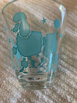 True Vintage 3 " Turquoise Blue Poodle Triple Shot Glass Bar Ware Drinking Retro