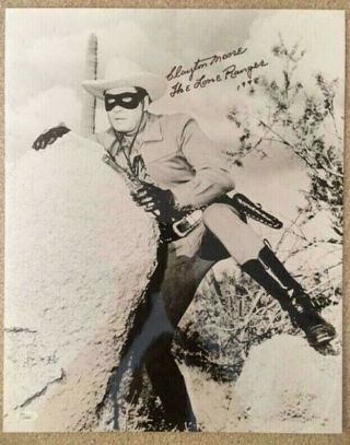 The Lone Ranger 16x20 Photo Signed By Clayton Moore Jsa Tv Western Dated
