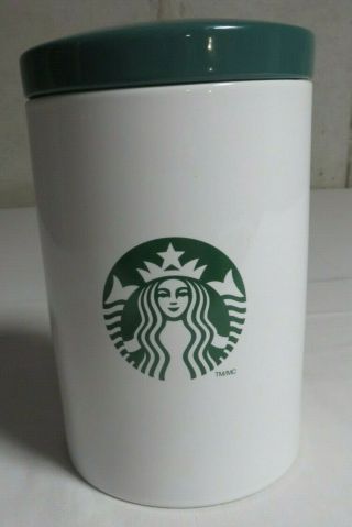 Starbucks Ceramic Coffee Canister Large 9.  5 " Cookie Jar Hermetic Mermaid Logo