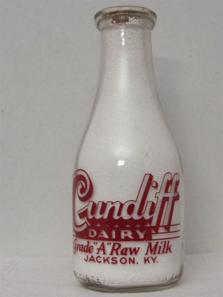 Trpq Milk Bottle Cundiff Dairy Farm Jackson Ky Breathitt County Grade A Raw Milk