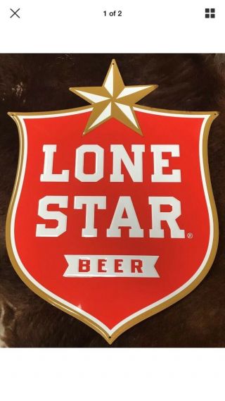 Lone Star Beer Metal Sign 16 1/2 " X 21 1/2 " White/red Shield