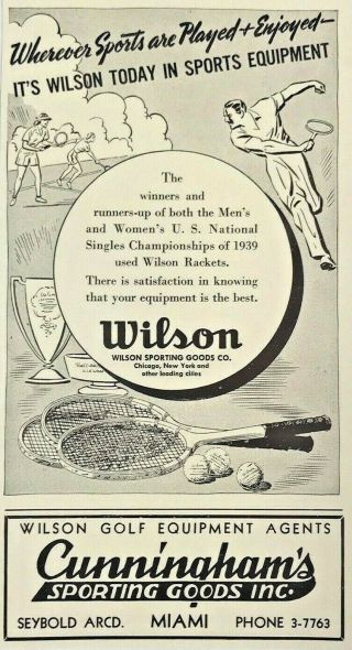 1940 Advertising Wilson Tennis Cunningham 