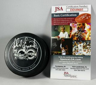 Phil Esposito Signed Nhl 100 Official Game Puck Boston Bruins Ny Rangers Jsa