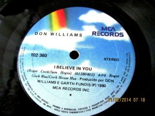 DON WILLIAMS I BELIEVE IN YOU SINGLE EP BRAZIL country rock pop HALL OF FAME 4