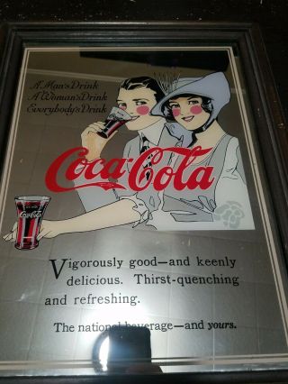 Coca - Cola Coke Mirror Bar Sign Everybodys Drink Advertising Memorabilia Vintage