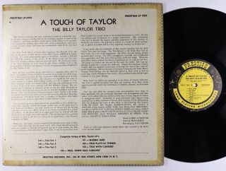 Billy Taylor - A Touch Of Taylor LP - Prestige Mono DG RVG Ear 446 W 50th 2