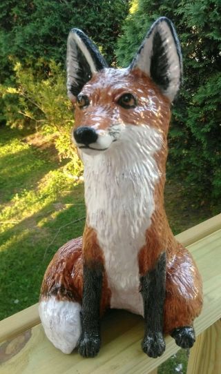 Red Fox Terra Cotta Ceramic Sculpture Signed Figurine Sculpture Statue Ooak