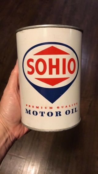 Rare Sohio Motor Oil Can Sign Globe 1 Quart Can