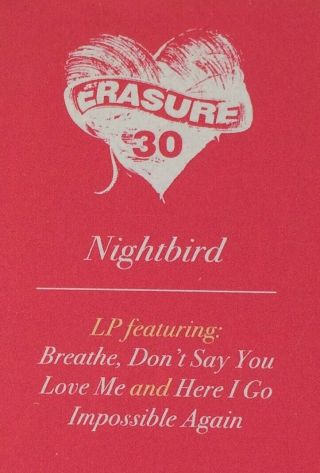 ERASURE NIGHTBIRD 2016 UK LIMITED EDITION 180g VINYL LP REISSUE [NEW & SEALED] 3