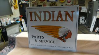 Indian Motorcycle Parts And Service Sign Porcelain