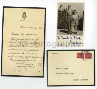 Umberto Ii Of Italy - The Last King Of Italy - Signed Photo Postcard