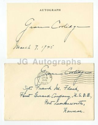 Grace Coolidge - First Lady,  Wife Of Calvin Coolidge - 2 Authentic Autographs