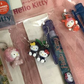 Hello Kitty Ballpoint Pen Blueberry Twins 2009 With Gotochi Charm From Japan Set
