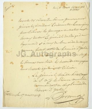 Jean Francois Porson - French Revolution General - Autographed 1814 Letter