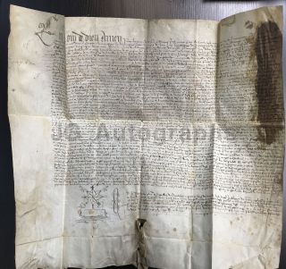 1542 French Signed Manuscript Document On Vellum - Oversized 16 " X 18 " Id " Toul "