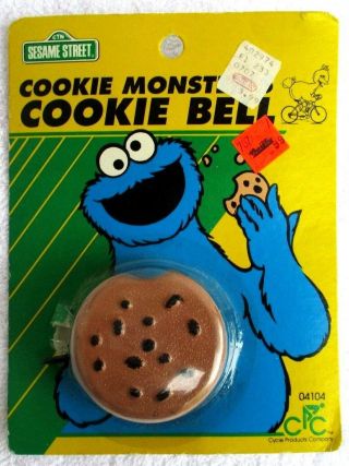 Nib Vtg 1989 80s Sesame Street Toy Cookie Monster Bell Bicycle Handle Bars