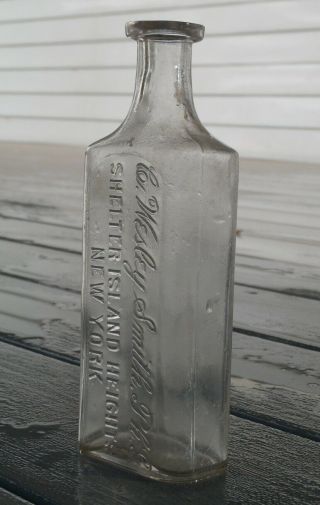 Antique C.  WESLEY SMITH,  Ph.  G. ,  SHELTER ISLAND HEIGHTS,  N.  Y.  Dr.  ' s Medicine Bottle 4