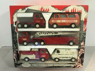 Vintage Tonka Tiny - Tonka Fire Department Set 830 Complete In The Box