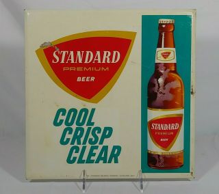 Old Standard Beer Tin Over Cardboard Toc Sign Standard Brewing Cleveland Ohio Oh
