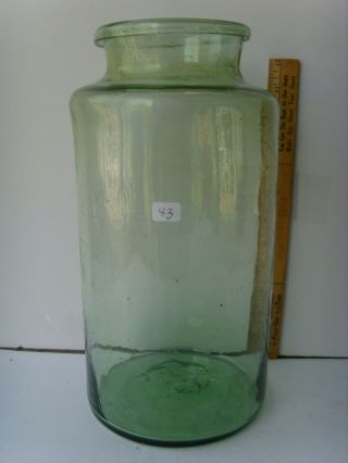 Antique Green Open Pontil Dip - Mold Fruit Or Storage Jar 12½” 1800 - 1835 53/43