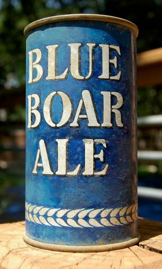 Rare Version Blue Boar Ale O/i Flat Top Beer Can Actual Can On O/i Panel