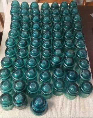 (73) Hemingray 16 42 Aqua Blue Green Glass Insulator Wedding Dec Usa Great Drip