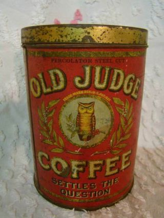 Antique Old Judge Coffee 1 Lb Tin Can