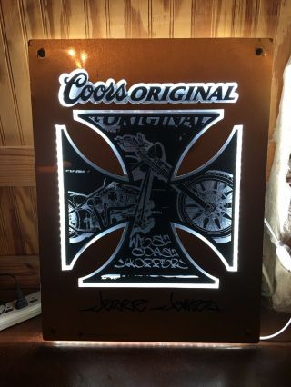 CHOPPERS JESSE JAMES 2004 COORS LIGHTED METAL / ACRYLIC 24X18 SIGN 7