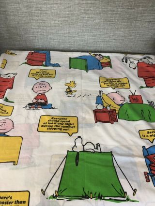 Vintage 1971 Snoopy Twin Flat Sheet Happiness Gang