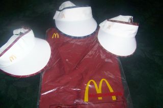 1983 Vintage Mcdonalds Hats 3 Different Ones,  Apron