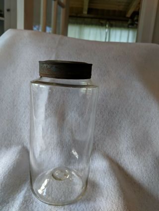 Antique Apothecary Jar,  Hand Blown,  Tin Lid