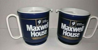 2 Maxwell House Coffee Plastic Travel Mugs With Lid